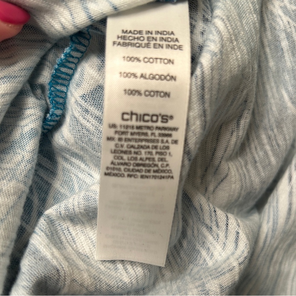 Chico's Size 2 Exploded Garden Lace-Trim Dolman Top in
Cozumel Blue, NWT - Picture 8 of 12